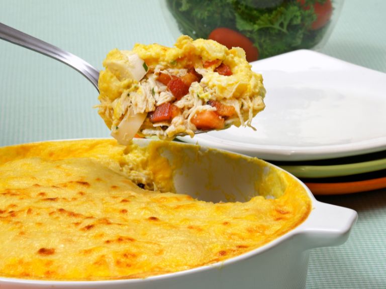 Escondidinho de frango com batata doce