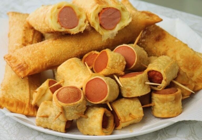 Enroladinho de Salsicha com Massa de Pastel na Air Fryer