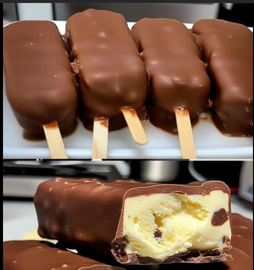 picolé caseiro com casca de chocolate